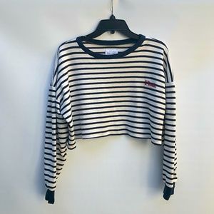 Navy & White Striped Top